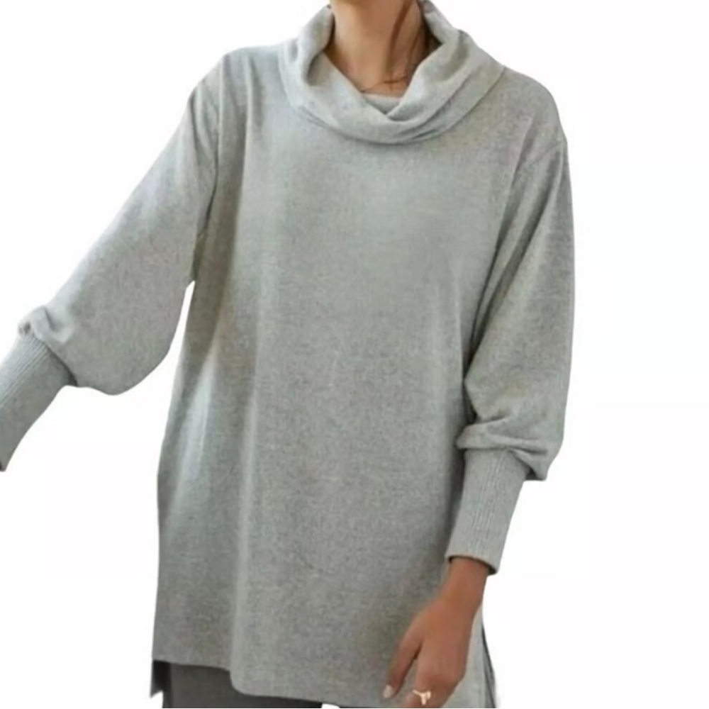Anthropologie Maeve Charcoal Cowl Neck‎ Sweater Tunic Oversized Relaxed Fit